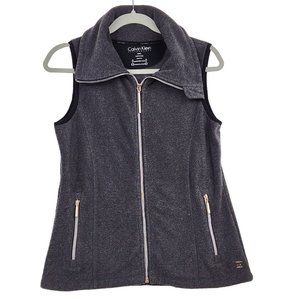 Calvin Klein Performance Womens Size S Gray Fleece Vest Full Zip Athleisure
